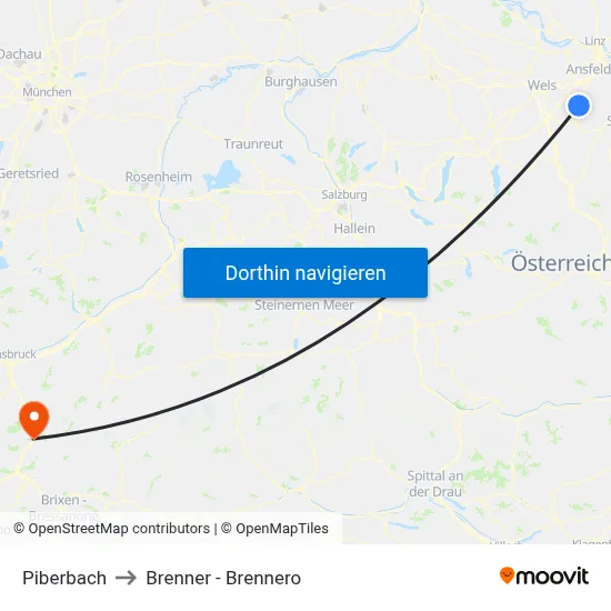 Piberbach to Brenner - Brennero map