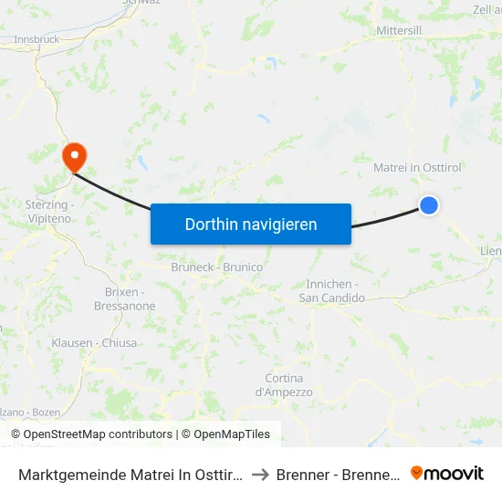 Marktgemeinde Matrei In Osttirol to Brenner - Brennero map