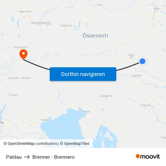 Paldau to Brenner - Brennero map