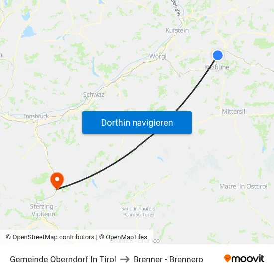 Gemeinde Oberndorf In Tirol to Brenner - Brennero map