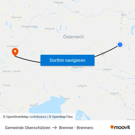 Gemeinde Oberschützen to Brenner - Brennero map
