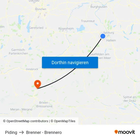 Piding to Brenner - Brennero map