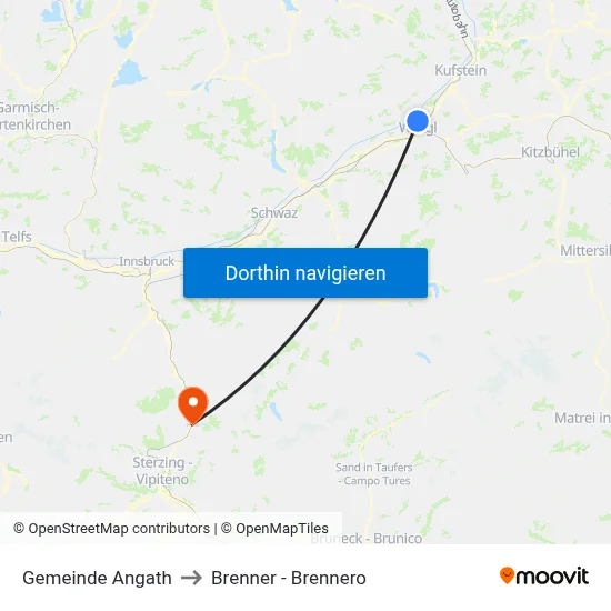Gemeinde Angath to Brenner - Brennero map