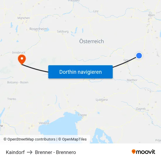 Kaindorf to Brenner - Brennero map