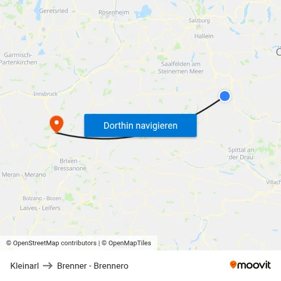 Kleinarl to Brenner - Brennero map