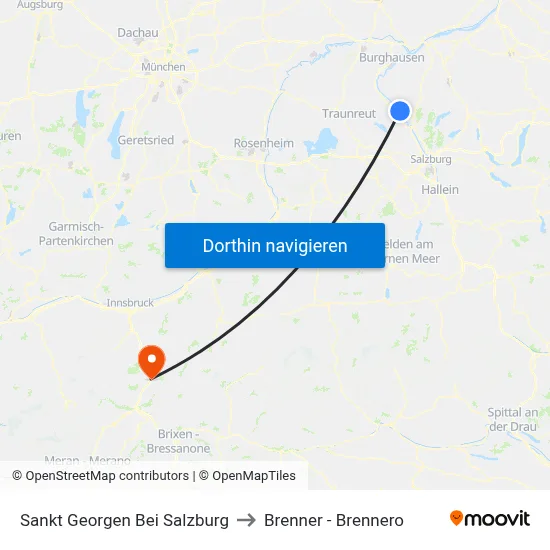 Sankt Georgen Bei Salzburg to Brenner - Brennero map