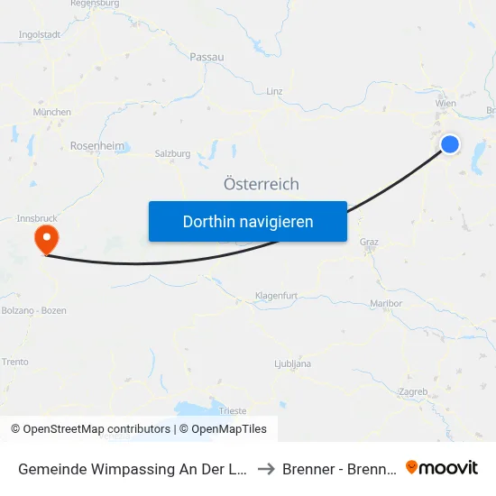 Gemeinde Wimpassing An Der Leitha to Brenner - Brennero map