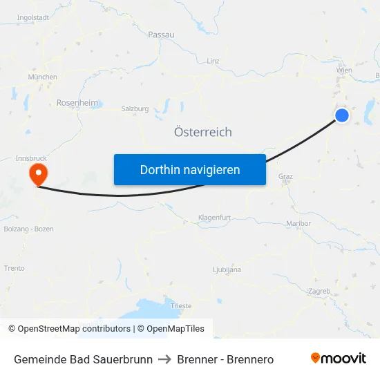 Gemeinde Bad Sauerbrunn to Brenner - Brennero map