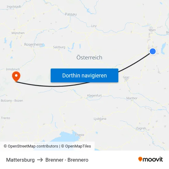 Mattersburg to Brenner - Brennero map