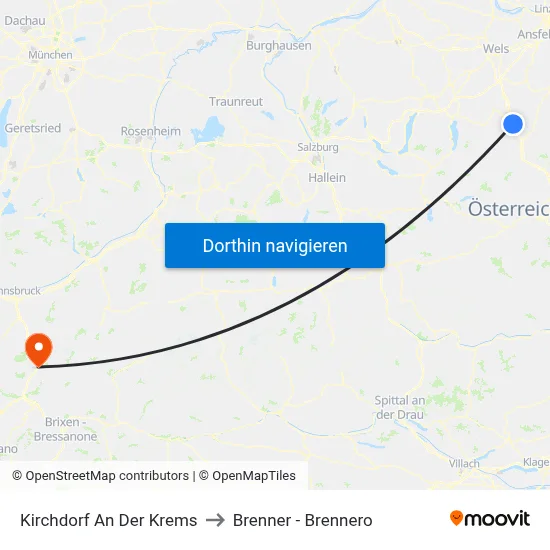Kirchdorf An Der Krems to Brenner - Brennero map