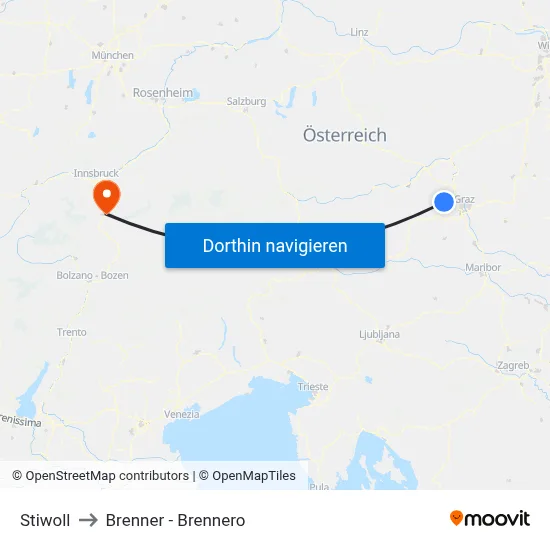 Stiwoll to Brenner - Brennero map