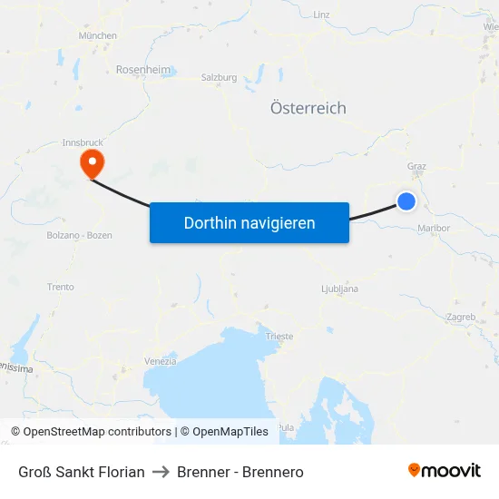 Groß Sankt Florian to Brenner - Brennero map