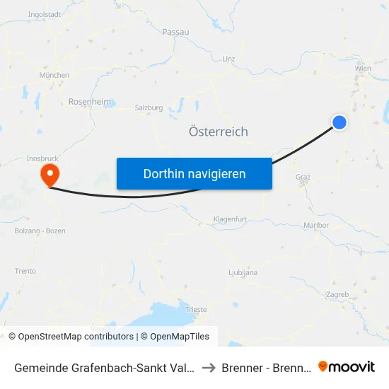Gemeinde Grafenbach-Sankt Valentin to Brenner - Brennero map