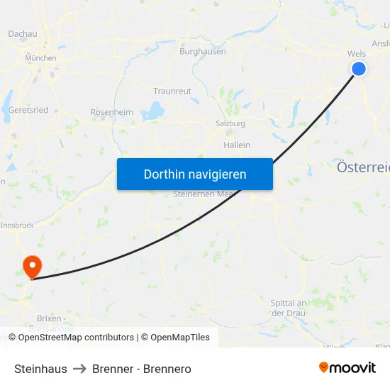 Steinhaus to Brenner - Brennero map