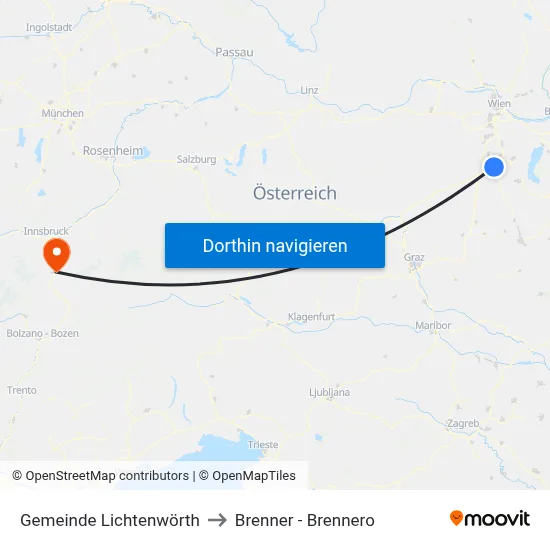 Gemeinde Lichtenwörth to Brenner - Brennero map