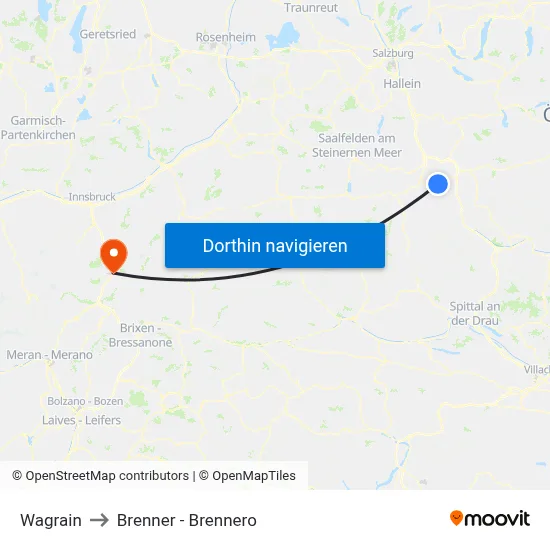 Wagrain to Brenner - Brennero map