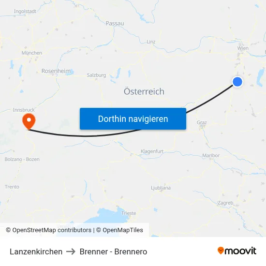 Lanzenkirchen to Brenner - Brennero map