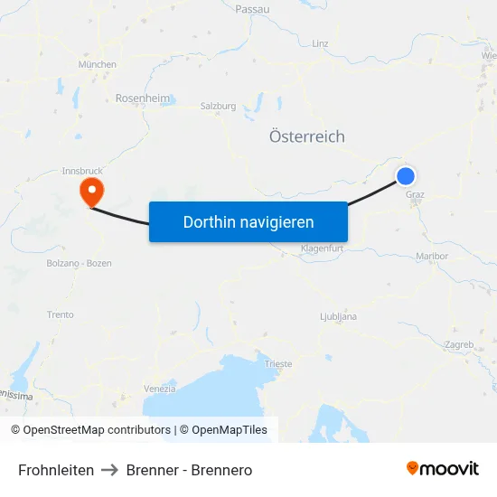 Frohnleiten to Brenner - Brennero map