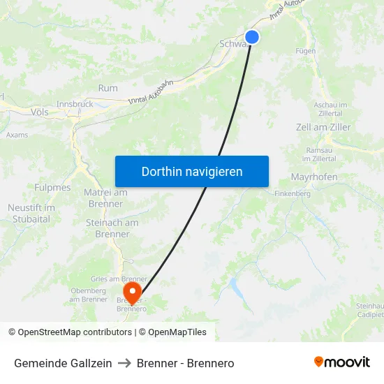 Gemeinde Gallzein to Brenner - Brennero map
