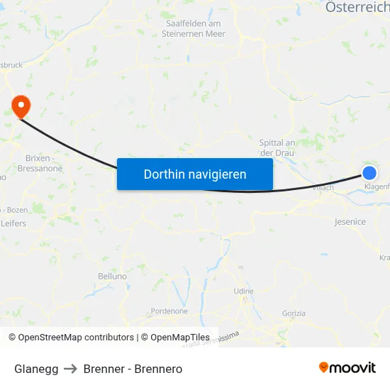 Glanegg to Brenner - Brennero map