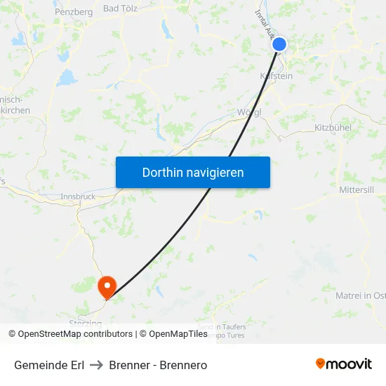 Gemeinde Erl to Brenner - Brennero map