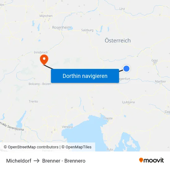 Micheldorf to Brenner - Brennero map