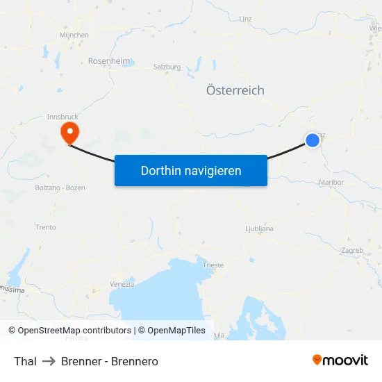 Thal to Brenner - Brennero map