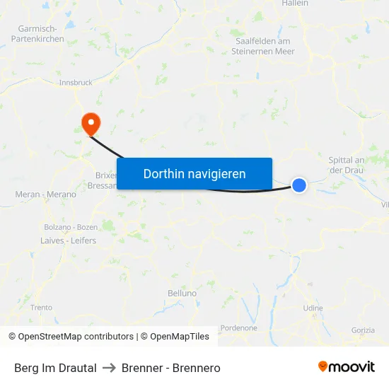 Berg Im Drautal to Brenner - Brennero map