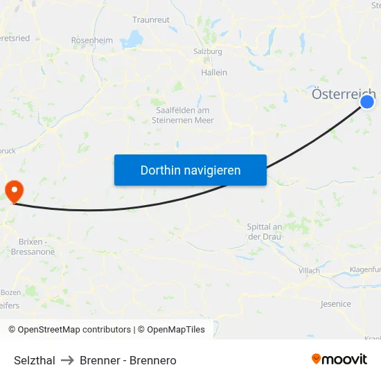 Selzthal to Brenner - Brennero map