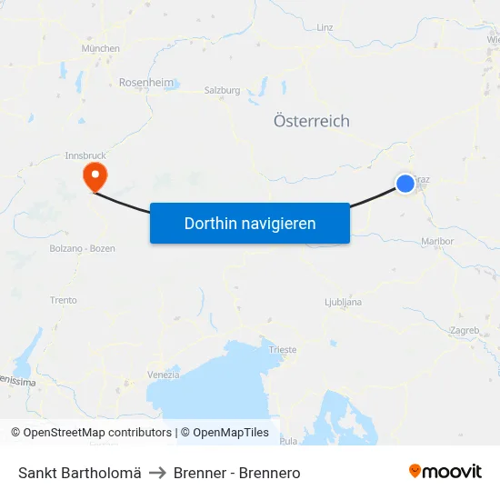 Sankt Bartholomä to Brenner - Brennero map