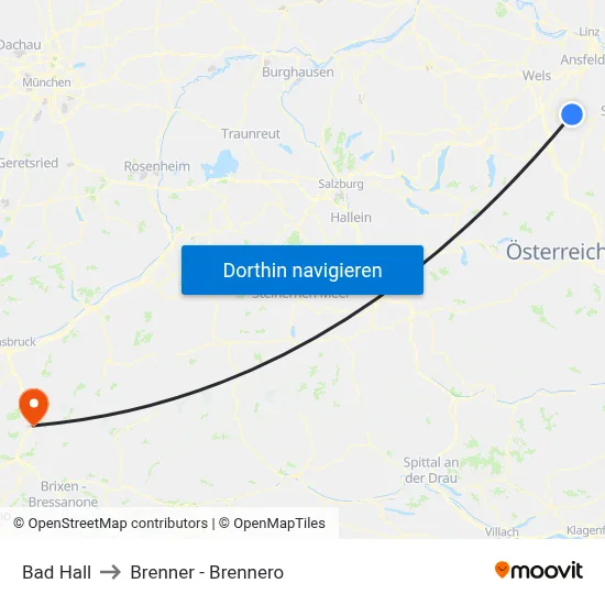 Bad Hall to Brenner - Brennero map