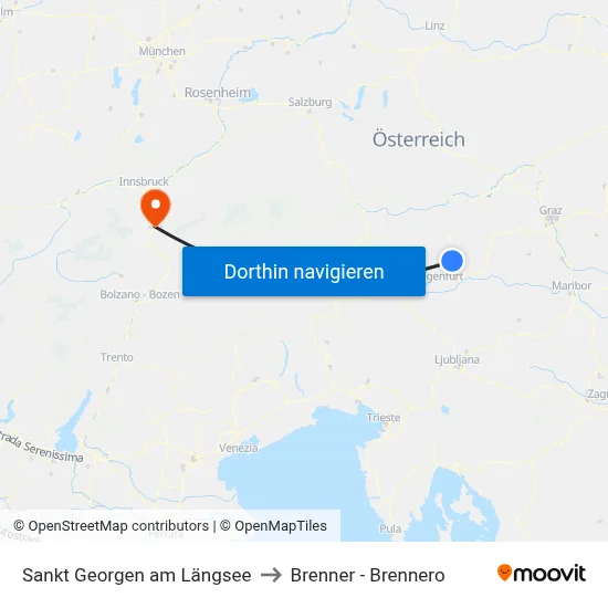 Sankt Georgen am Längsee to Brenner - Brennero map