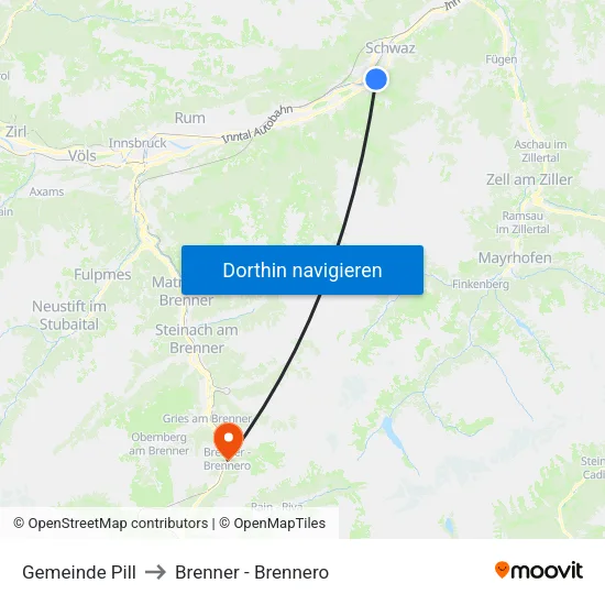 Gemeinde Pill to Brenner - Brennero map