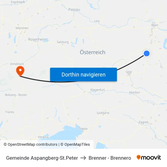 Gemeinde Aspangberg-St.Peter to Brenner - Brennero map