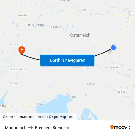 Mortantsch to Brenner - Brennero map