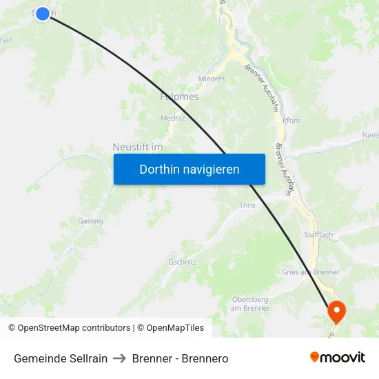 Gemeinde Sellrain to Brenner - Brennero map