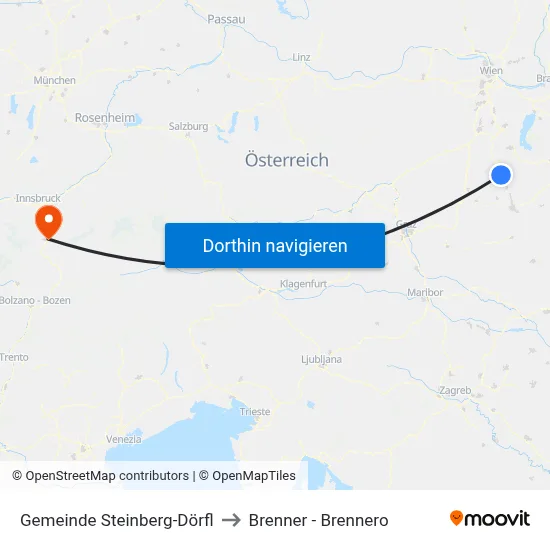 Gemeinde Steinberg-Dörfl to Brenner - Brennero map