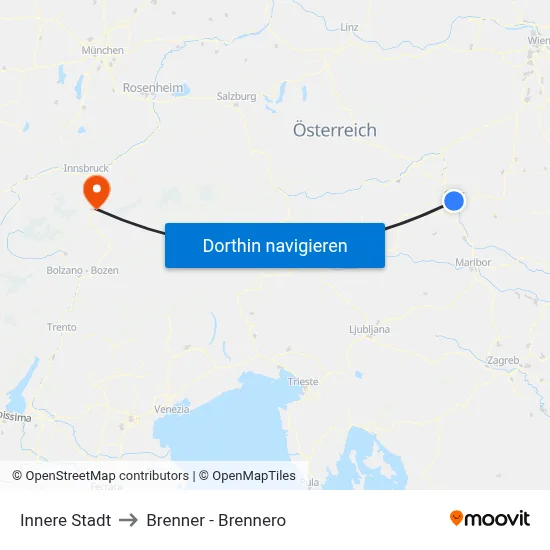 Innere Stadt to Brenner - Brennero map