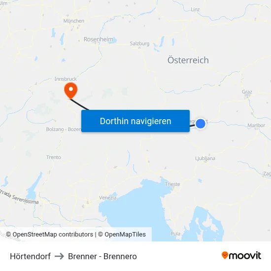 Hörtendorf to Brenner - Brennero map