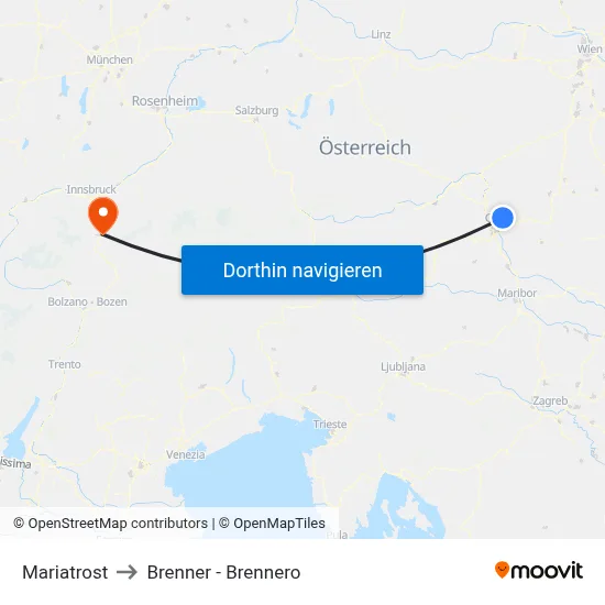 Mariatrost to Brenner - Brennero map
