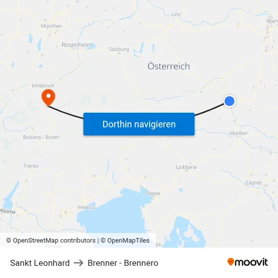 Sankt Leonhard to Brenner - Brennero map