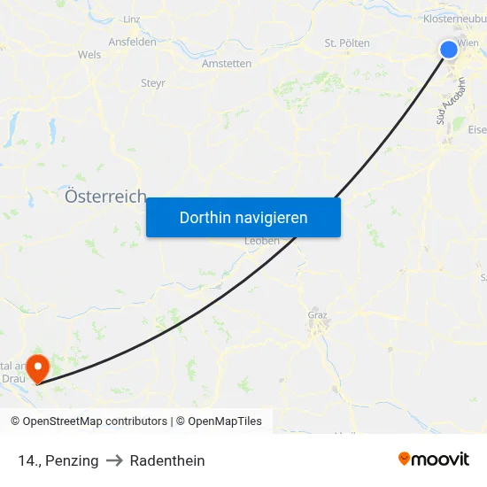 14., Penzing to Radenthein map