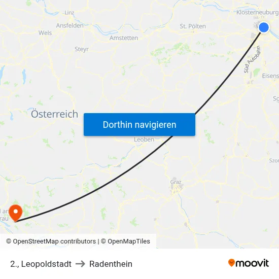 2., Leopoldstadt to Radenthein map
