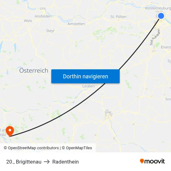 20., Brigittenau to Radenthein map
