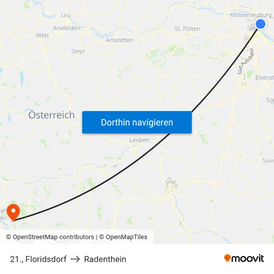21., Floridsdorf to Radenthein map