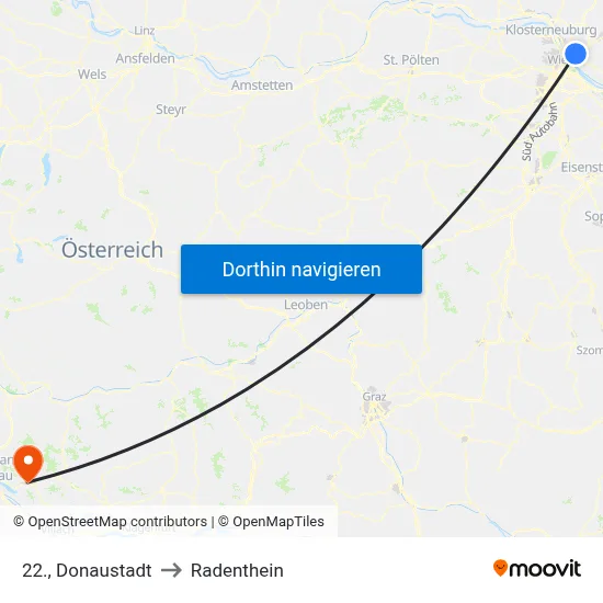 22., Donaustadt to Radenthein map