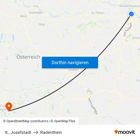 8., Josefstadt to Radenthein map
