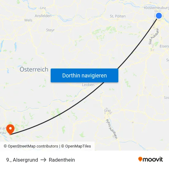 9., Alsergrund to Radenthein map