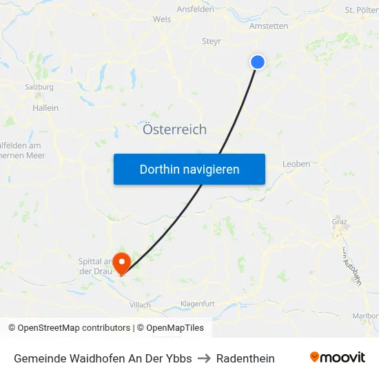 Gemeinde Waidhofen An Der Ybbs to Radenthein map