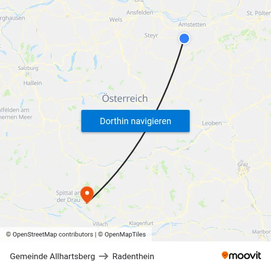 Gemeinde Allhartsberg to Radenthein map